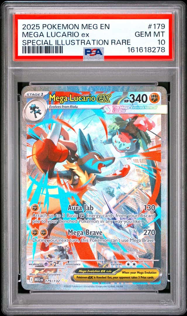 Mega Lucario ex PSA 10 2025 Pokemon Evolution #179/132 SIR 8278