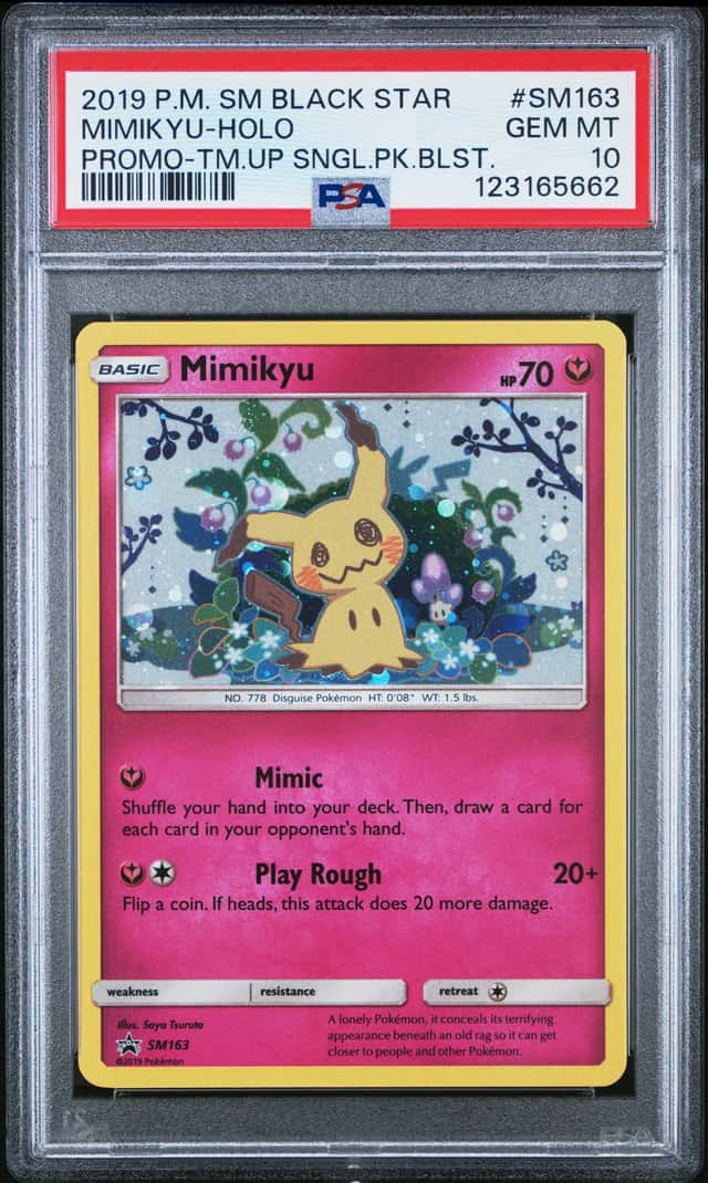 2019 POKEMON SM BLACK STAR PROMO #SM163 MIMIKYU HOLO TEAM UP BLISTERS PSA 10