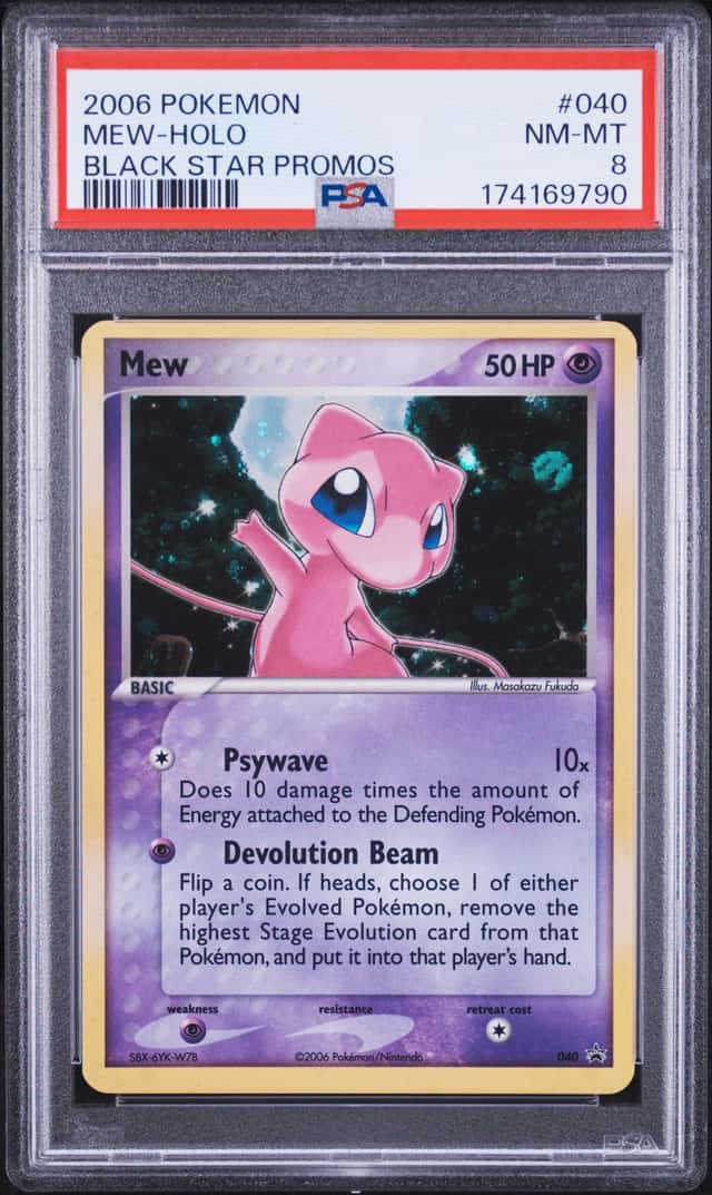 2006 POKEMON BLACK STAR PROMOS #040 MEW-HOLO PSA 8