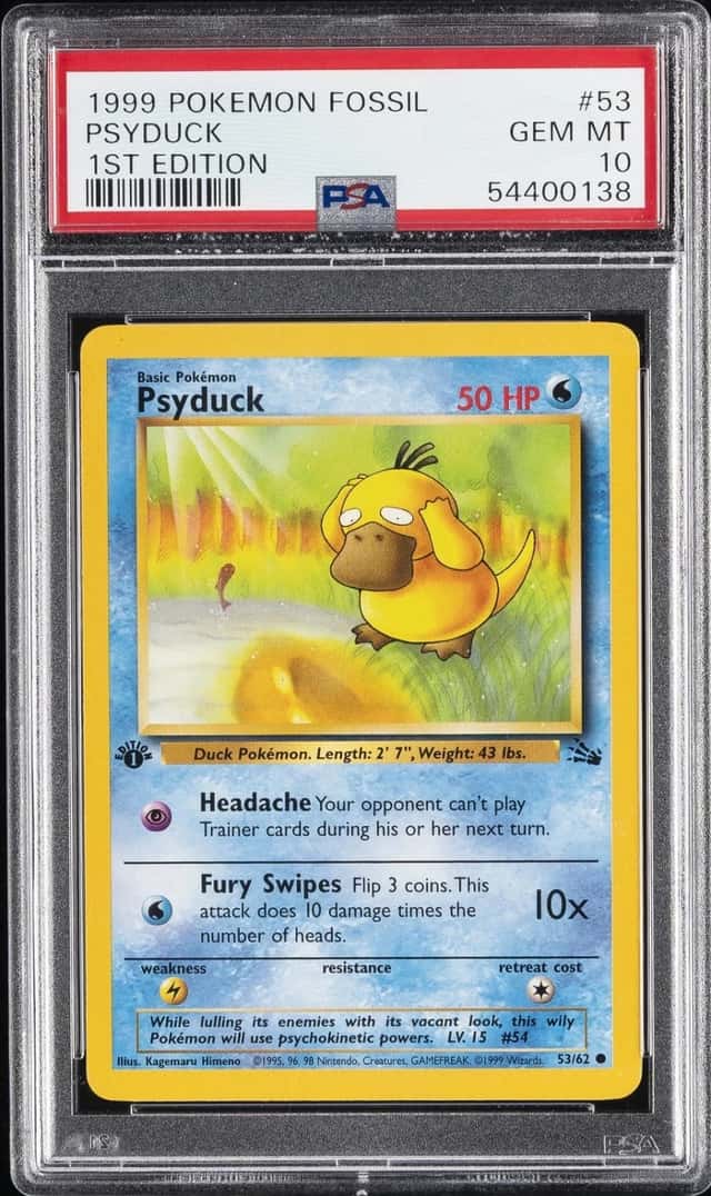 1999 POKEMON FOSSIL 1ST EDITION #53 PSYDUCK PSA 10