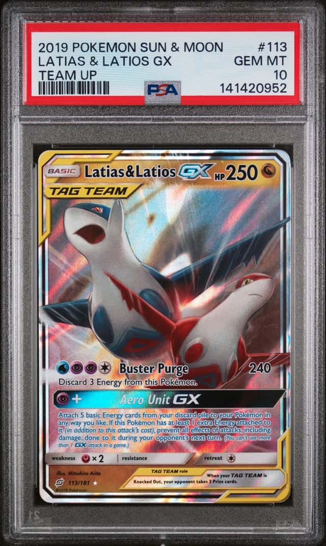 2019 Pokemon Sun & Moon Team Up Latias Latios Holo #113/181 PSA 10 GEM MINT