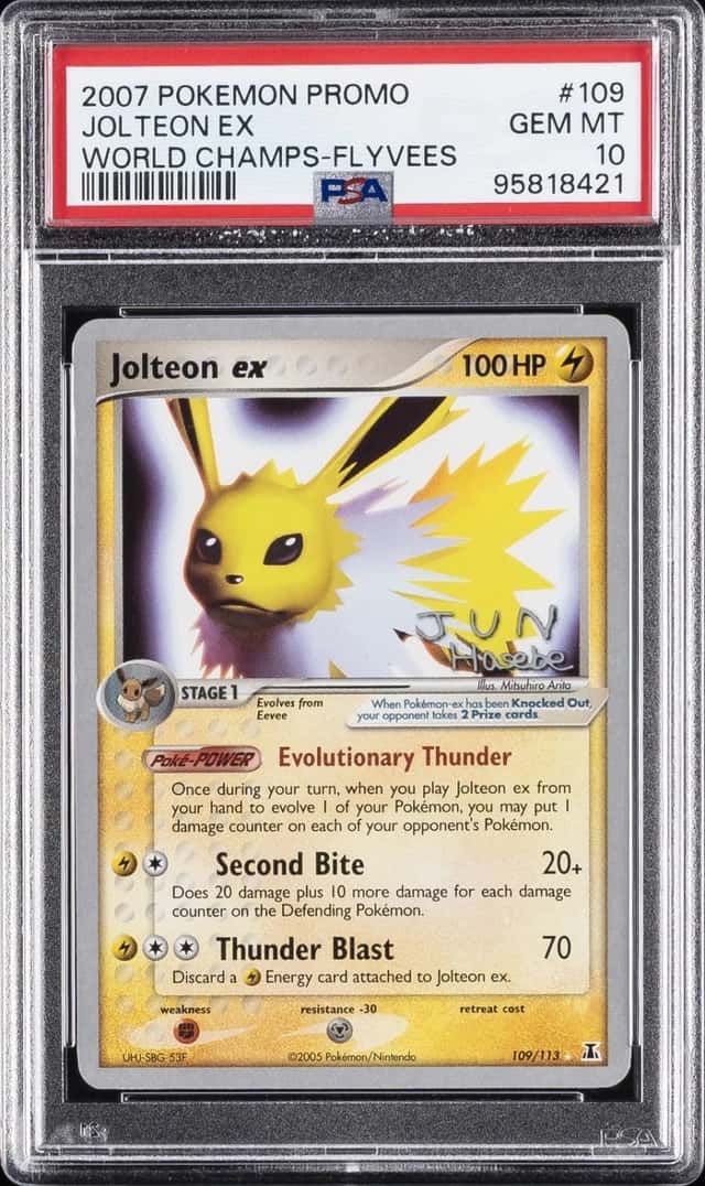 2007 POKEMON WORLD CHAMPIONSHIPS PROMO FLYVEES #109 JOLTEON EX PSA 10