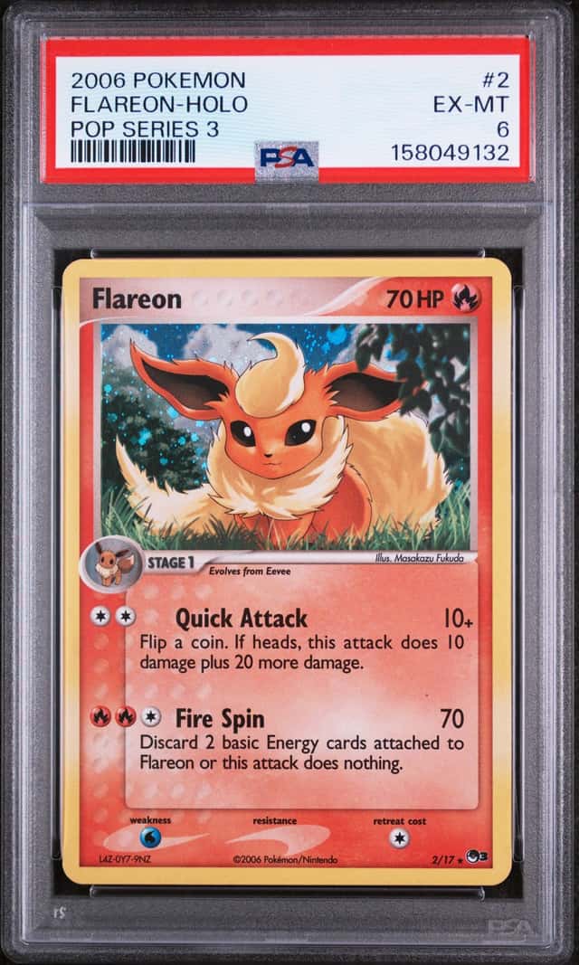 2008 Pokemon Pop Series 3 Flareon Holo #2 PSA 6
