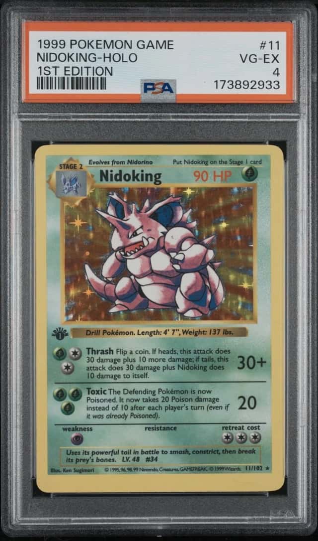 1999 POKEMON BASE SET 1ST EDITION #11 NIDOKING-HOLO PSA 4