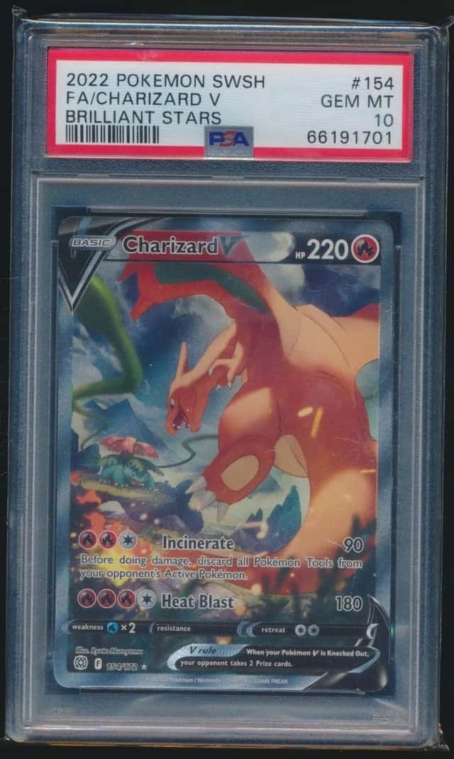 CHARIZARD V 2022 POKEMON BRILLIANT STARS ALT FULL ART 154/172 GRADED PSA 10 GEM