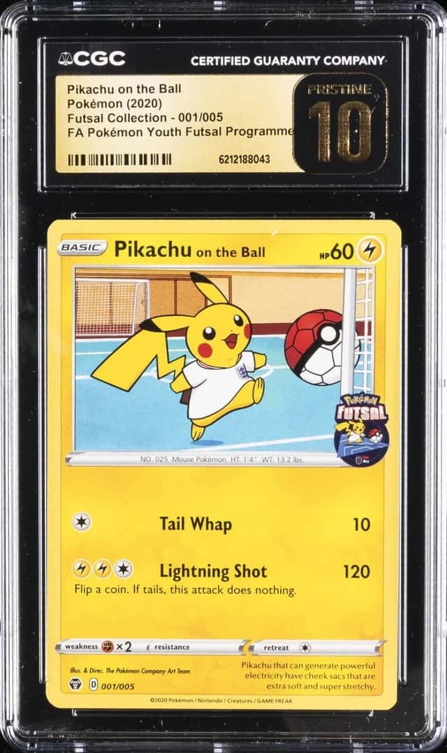 2020 POKEMON FUTSAL COLLECTION #001/005 PIKACHU ON THE BALL CGC 10 PRISTINE