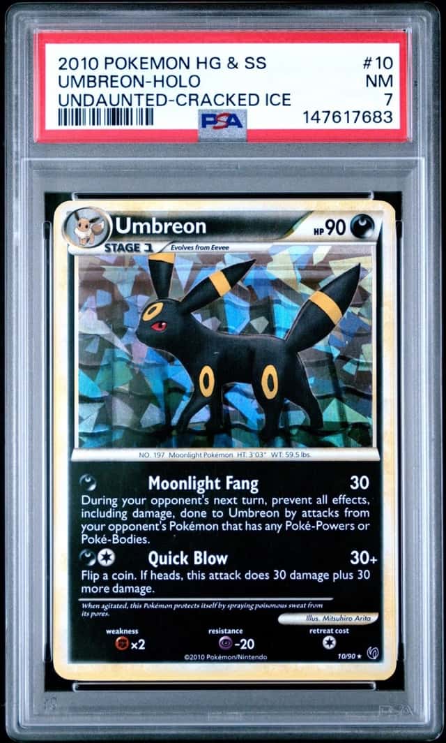 Pokemon Umbreon Holo Heartgold & Soulsilver Undaunted 10/123 Cracked Ice PSA 7