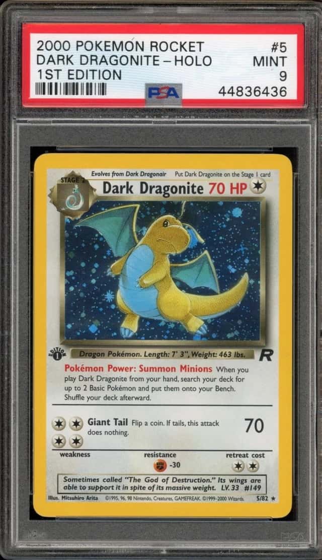 Pokemon Dark Dragonite Holo Team Rocket 5 1st Edition PSA 9 Mint