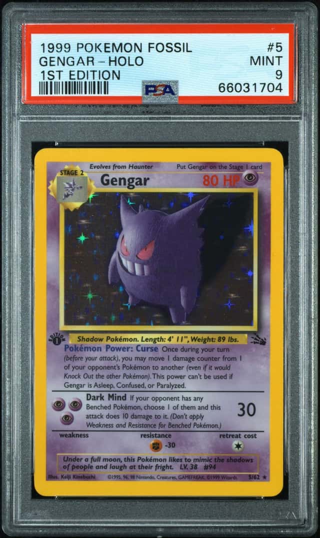 Pokemon Gengar Holo Fossil 5/62 1st Edition PSA 9 Mint