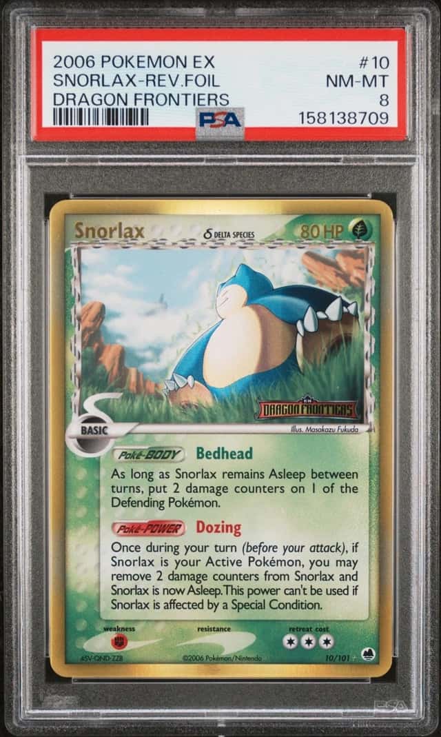 Pokemon Snorlax Reverse Holo Dragon Frontiers 10/101 PSA 8