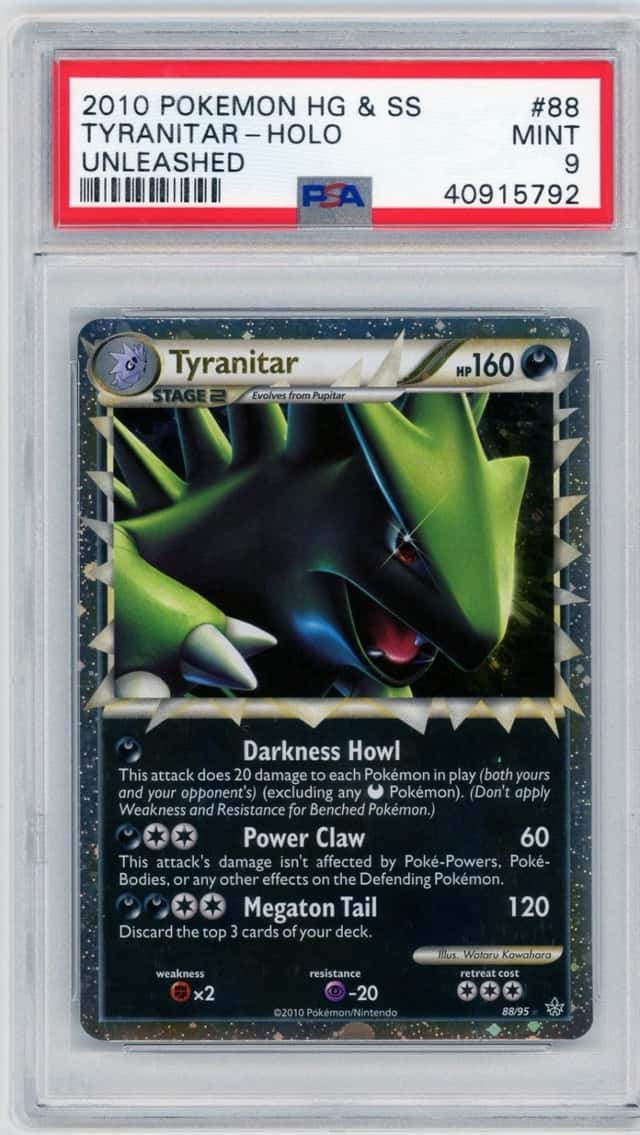2010 Pokemon HeartGold & SoulSilver Unleashed Tyranitar Prime #88 PSA 9 Mint