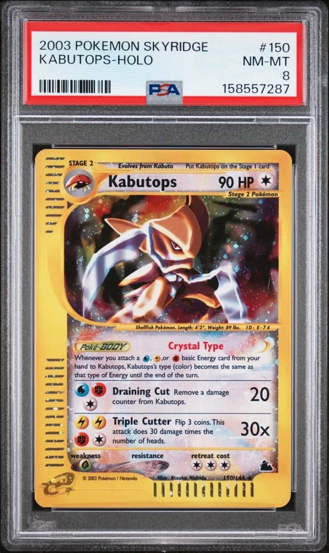 Pokemon Kabutops Crystal Holo Skyridge 150/144 PSA 8