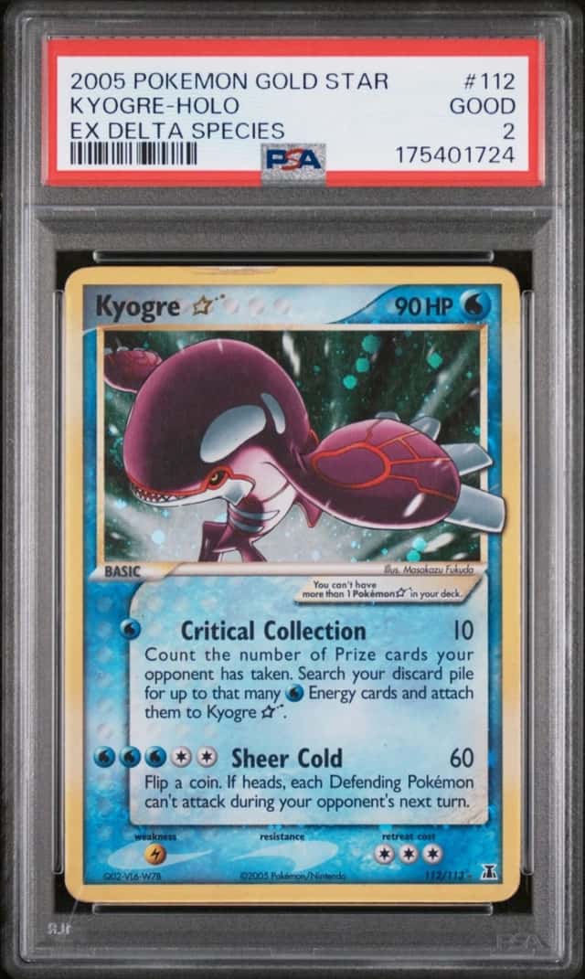 Pokemon Kyogre Holo EX Delta Species 112/113 Gold Star PSA 2