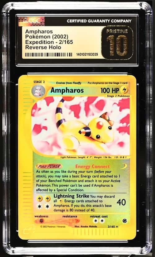 2002 Pokemon Expedition Ampharos Reverse Holo Rare 2/165 CGC 10 Pristine POP 4