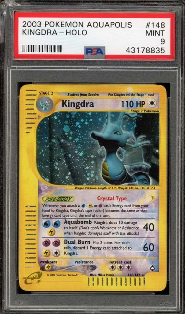 Pokemon Kingdra Crystal Holo Aquapolis 148/147 DAMAGED PSA 9 Mint