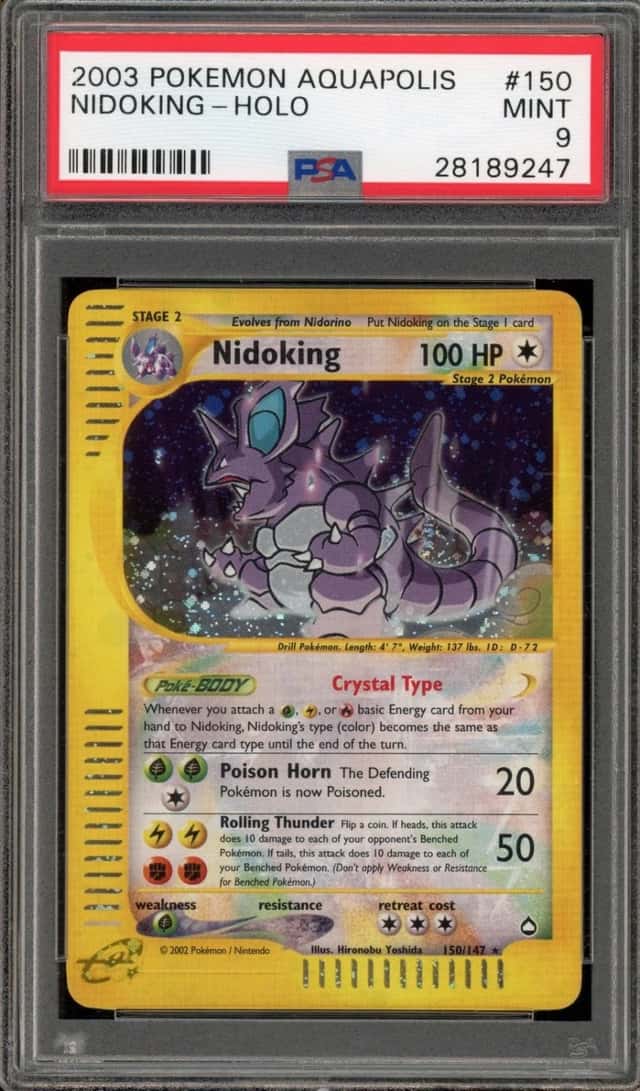 Pokemon Nidoking Crystal Holo Aquapolis 150/147 PSA 9 Mint