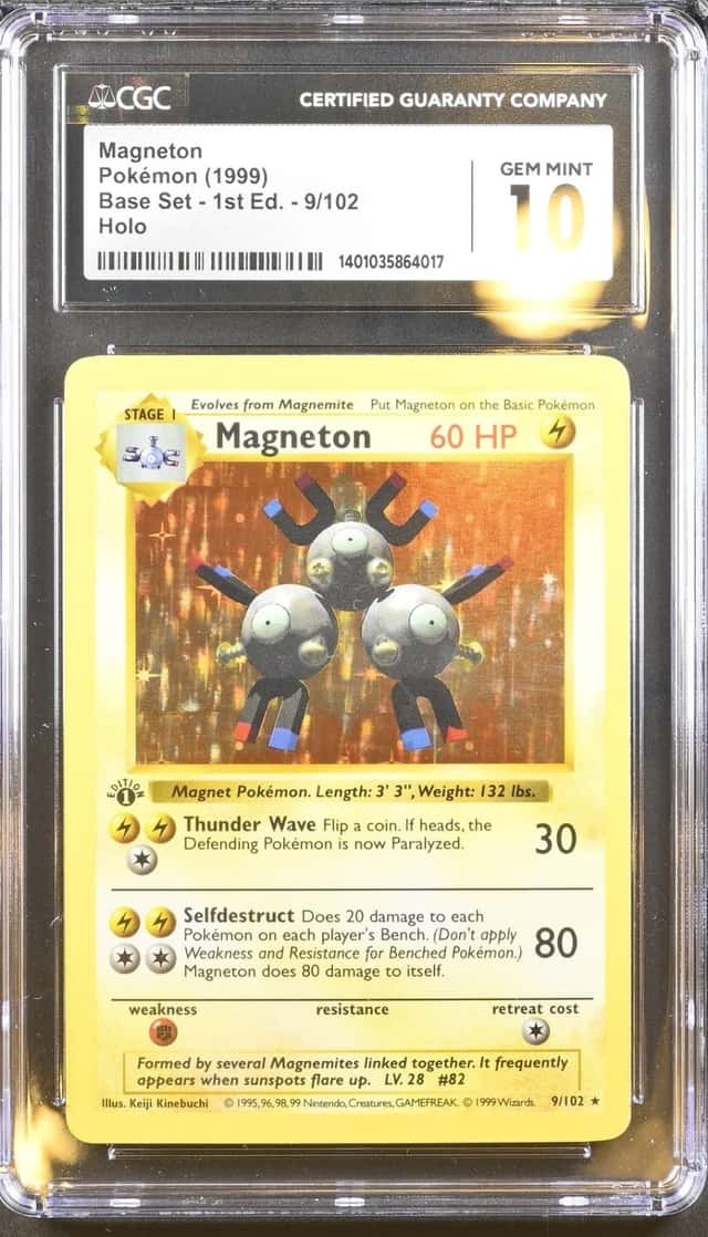 Pokemon Magneton Base Set Shadowless 1st Edition 9/102 Holo CGC 10 Gem Mint
