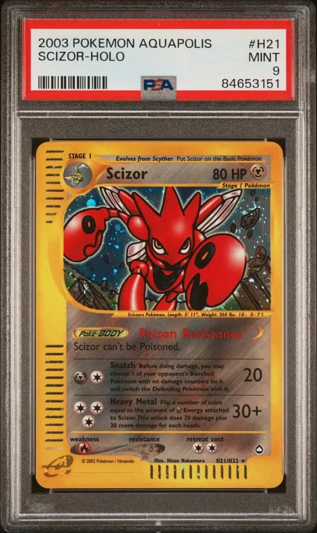 Pokemon Scizor Holo Aquapolis H21/147 PSA 9 Mint