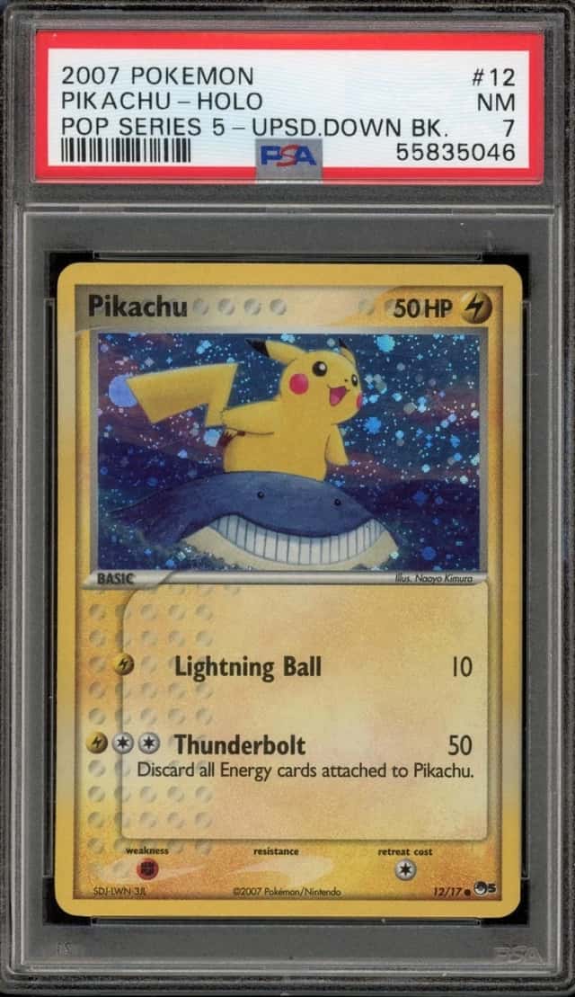 Pokemon Pikachu Holo Pop Series 5 12/17 Inverted Back PSA 7