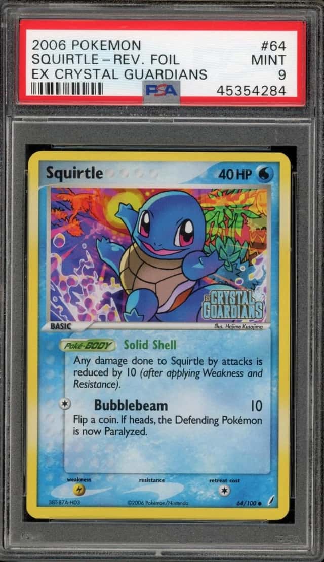 Pokemon Squirtle Reverse Holo Crystal Guardians 64/100 PSA 9 Mint