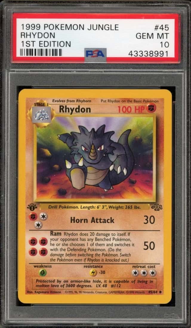 Pokemon Rhydon Jungle 45/64 1st Edition PSA 10 Gem Mint