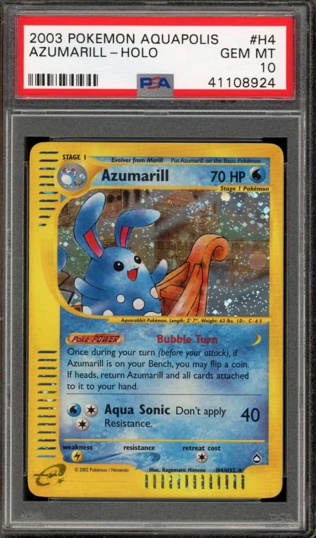 Pokemon Azumarill Holo Aquapolis H4 PSA 10 Gem Mint