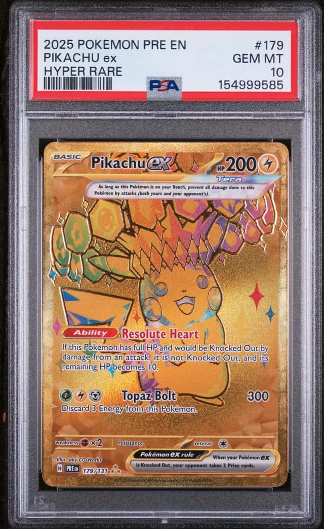 2025 POKEMON PRE EN-PRISMATIC EVOLUTIONS HYPER RARE #179 PIKACHU EX PSA 10