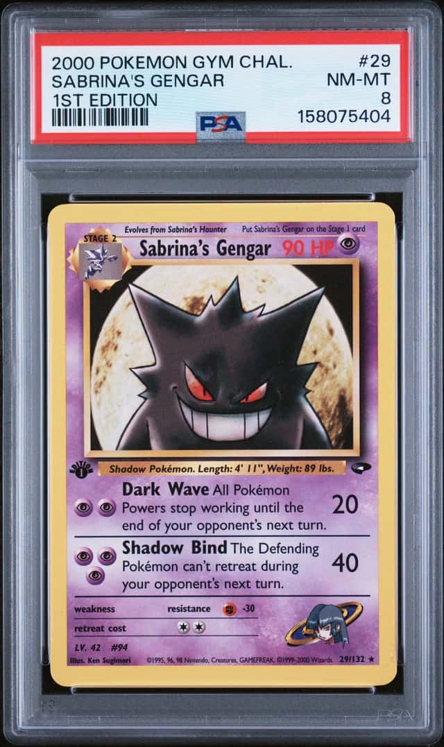 Pokemon TCG Sabrina's Gengar 1st Edition Holo 29/132 Gym Challenge PSA 8