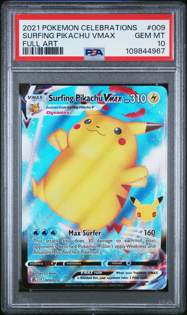 2021 Pokemon SWSH Celebrations Surfing Pikachu VM #009/025 PSA 10 GEM MINT