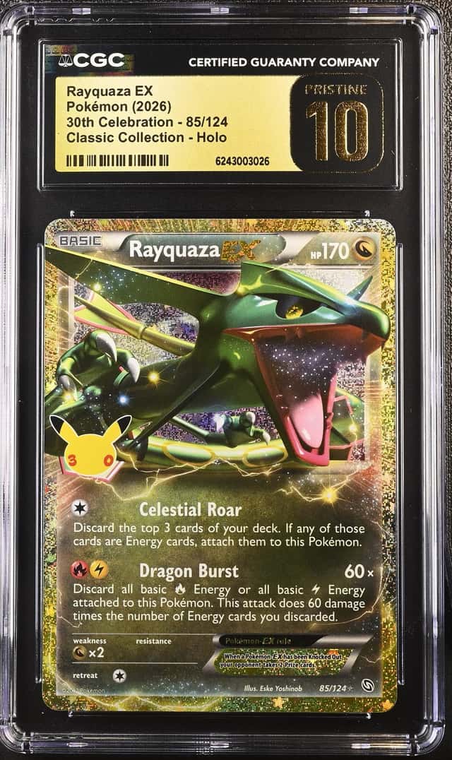 2026 Pokemon 30th Celeb Rayquaza-EX Classic [Dragons Exalted] #85/124 CGC 10