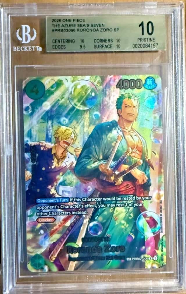 Roronoa Zoro - PRB02-006 (SP)  The Azure Sea's Seven Foil BGS 10 PRISTINE