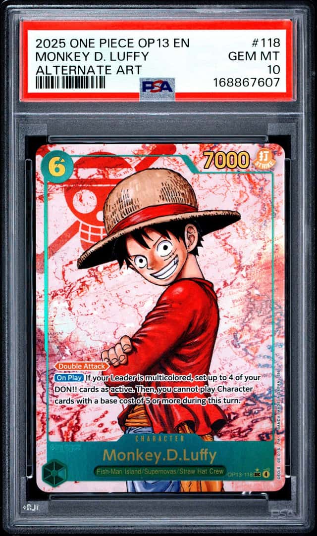 2025 ONE PIECE OP13-CARRYING ON HIS WILL ALTERNATE ART MONKEY D. LUFFY PSA 10
