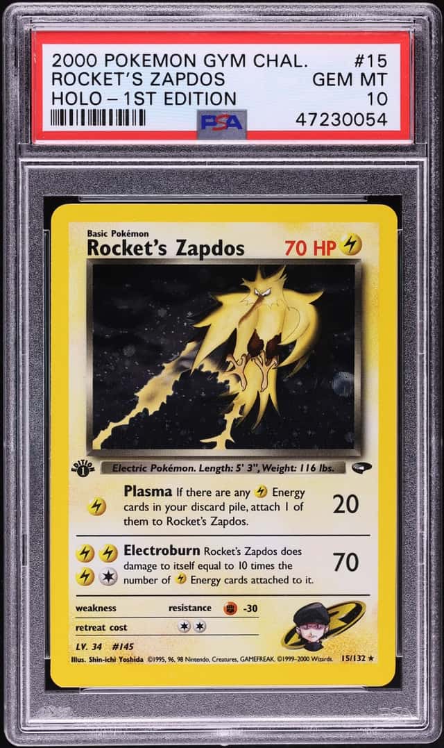 2000 Pokemon Gym Challenge 1st Edition Holo Rocket's Zapdos #15 PSA 10 GEM MINT