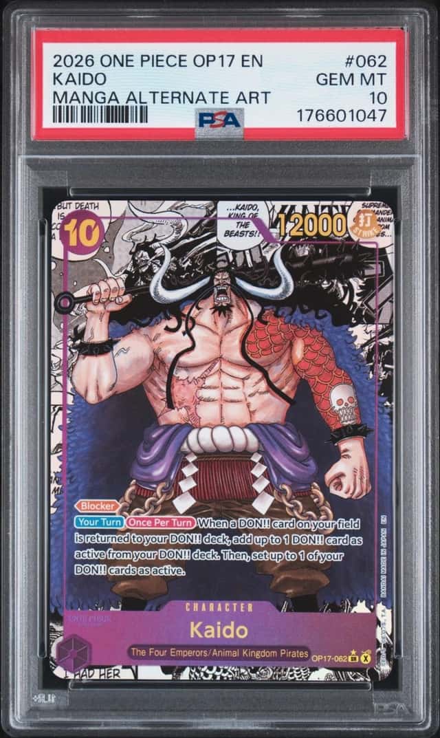 2026 ONE PIECE OP17-THE WORLD'S STRONGEST WARRIORS #062 KAIDO PSA 10