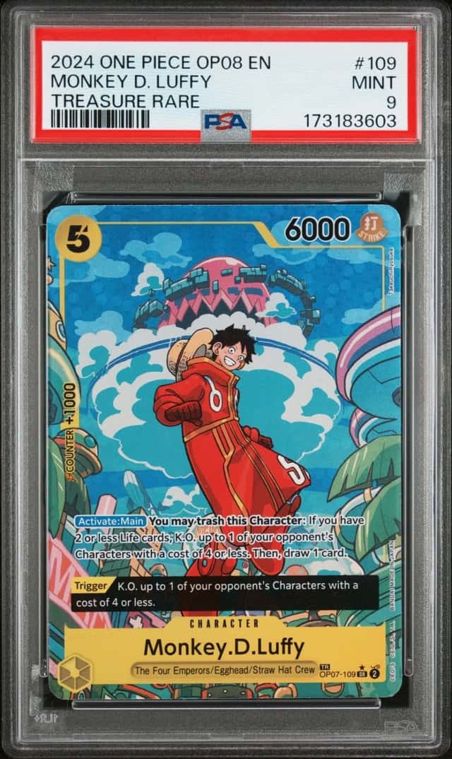 2024 ONE PIECE OP08-TWO LEGENDS TREASURE RARE #109 MONKEY D. LUFFY PSA 9