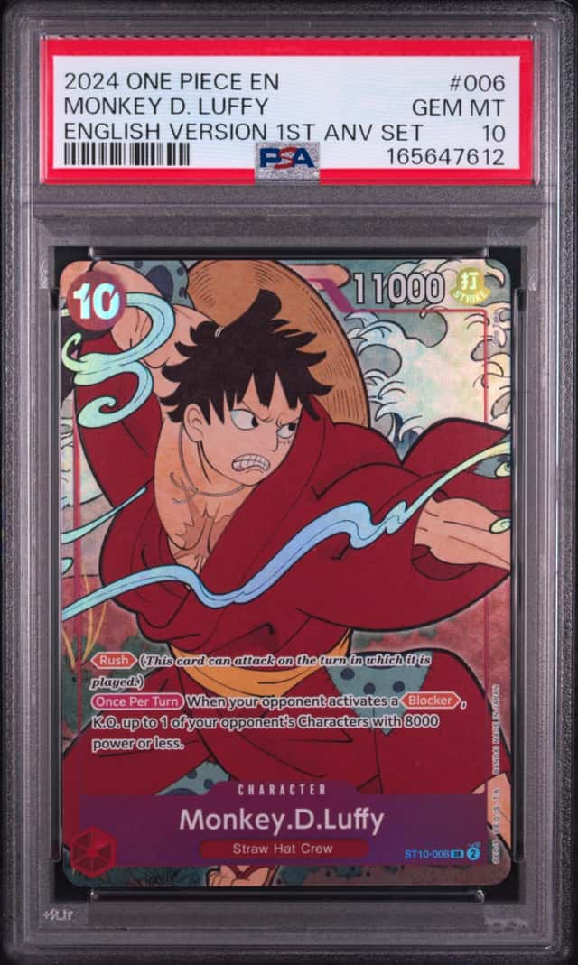 One Piece Monkey D. Luffy English Version 1st Anniversary Set 006 PSA 10