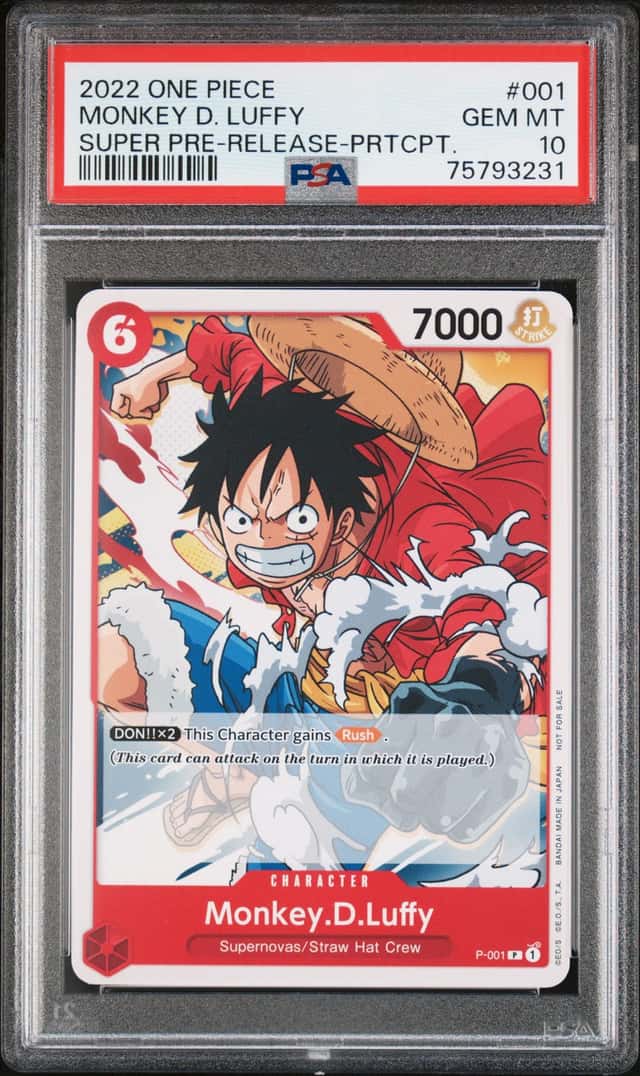 2022 One Piece Promos Super Pre-Release Participant #001 Monkey D. Luffy PSA 10