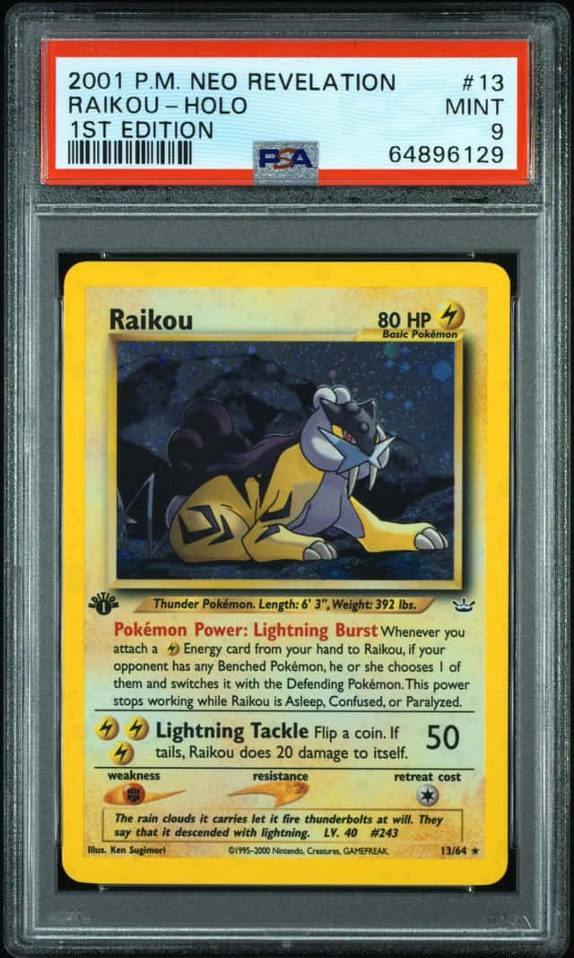 2001 Pokemon Neo Revelation 1st Edition Holo Raikou #13 PSA 9 MINT