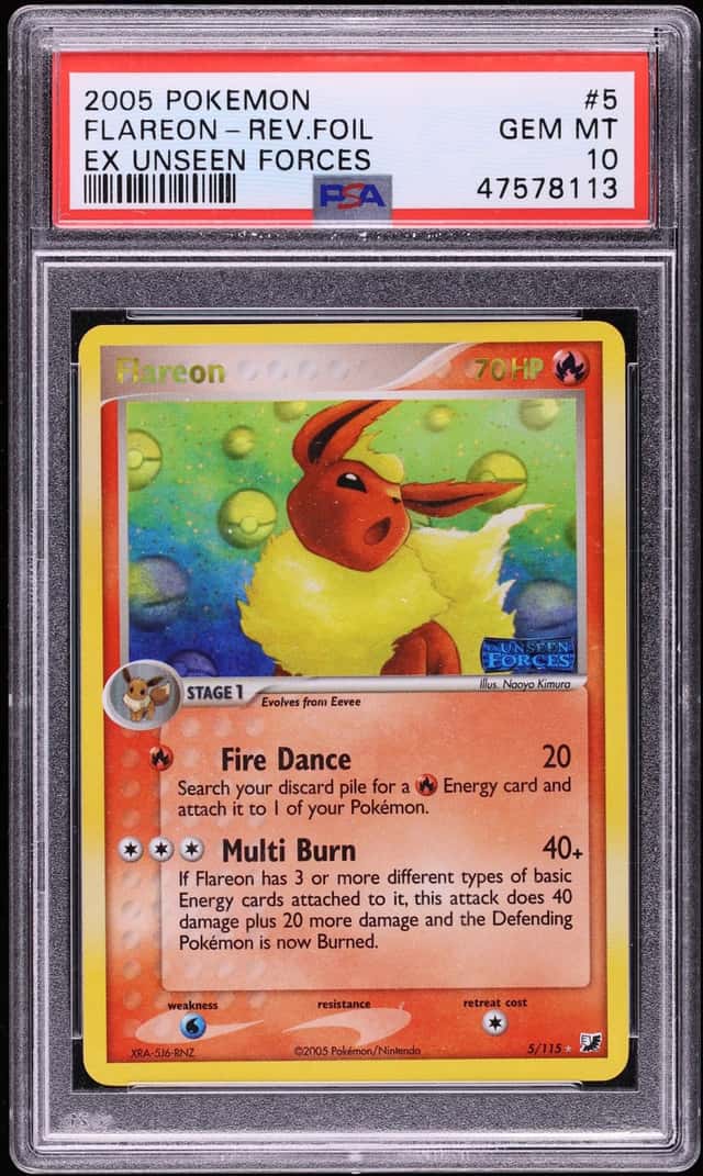 2005 Pokemon EX Unseen Forces Reverse Holo Flareon #5 PSA 10 GEM MINT