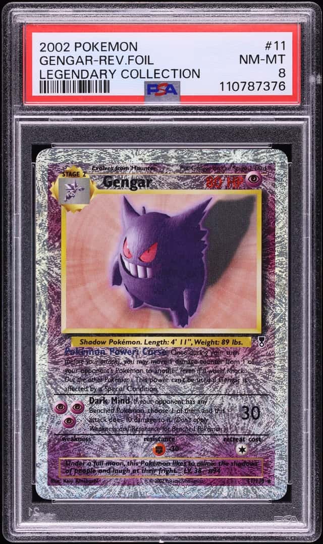 2002 Pokemon Legendary Collection Reverse Holo Gengar #11 PSA 8 NM-MT