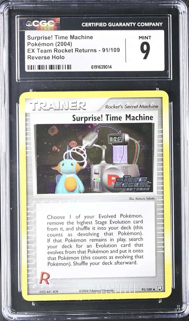 2004 Pokemon EX Team Rocket Returns Reverse Holo Surprise! Time Machine #91 CGC 9 MINT
