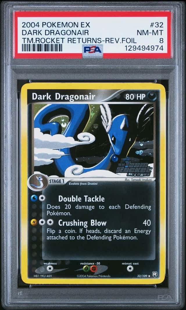 2004 Pokemon EX Team Rocket Returns Reverse Holo Dark Dragonair #32 PSA 8 NM-MT