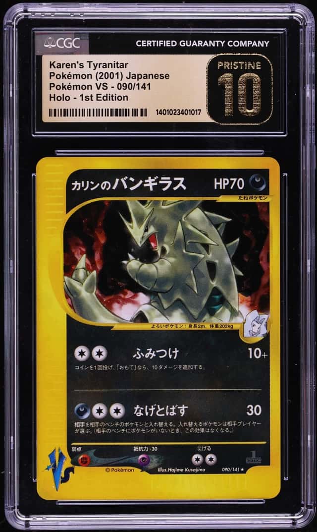 2001 Pokemon Japanese VS 1st Edition Holo Karen's Tyranitar #90 CGC 10 PRISTINE