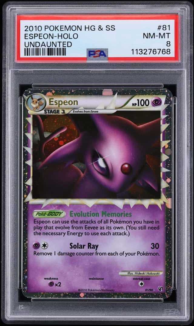 2010 Pokemon HeartGold & SoulSilver Undaunted Holo Espeon #81 PSA 8 NM-MT