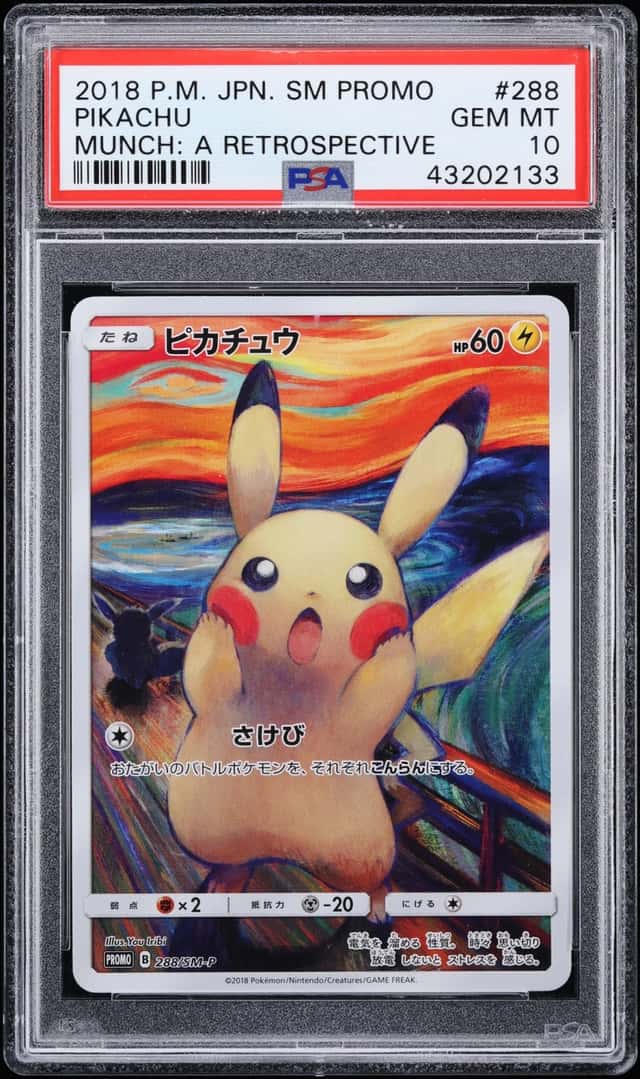2018 Pokemon Japanese SM Promo Munch A Retrospective Scream Full Art Pikachu #288 PSA 10 GEM