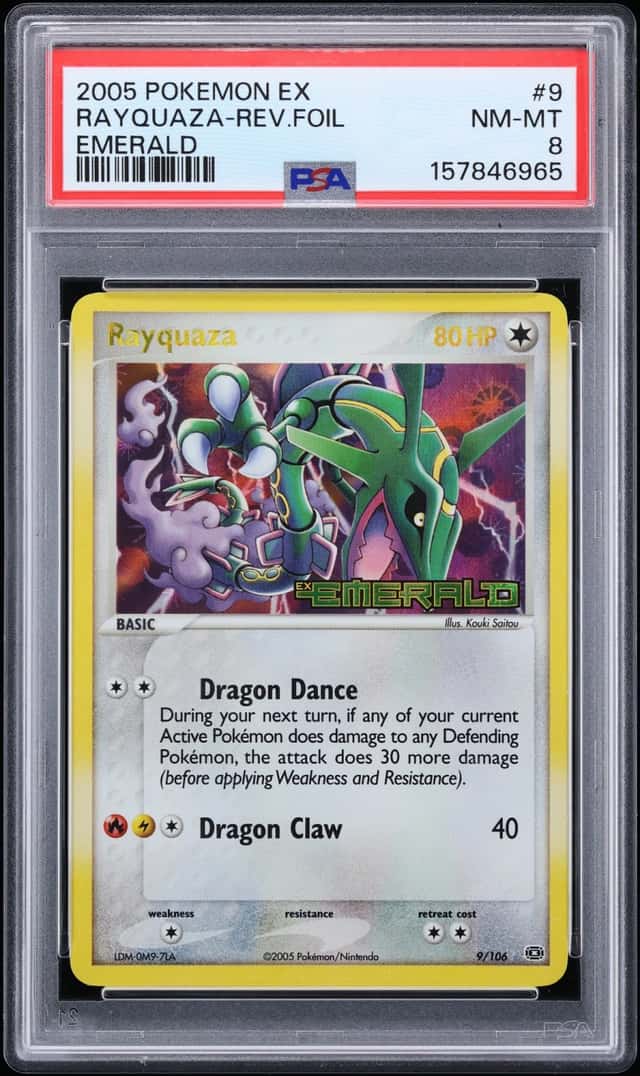 2005 Pokemon EX Emerald Reverse Holo Rayquaza #9 PSA 8 NM-MT