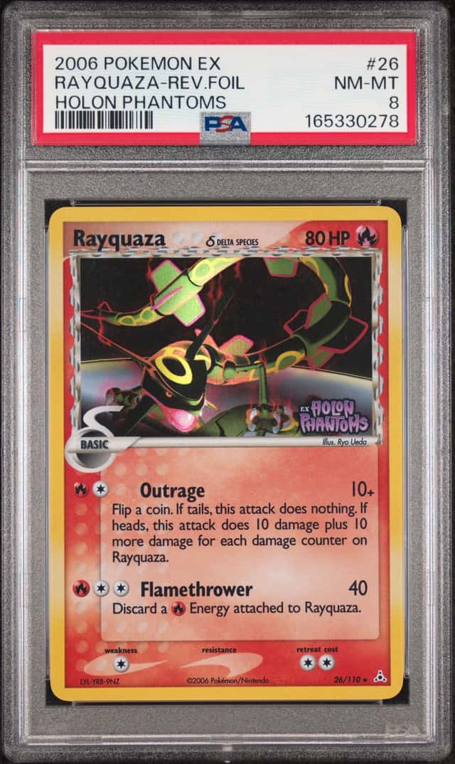 2006 Pokemon EX Holon Phantoms Reverse Holo Rayquaza #26 PSA 8 NM-MT