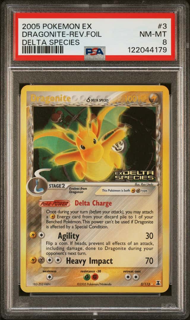 2005 Pokemon EX Delta Species Reverse Holo Dragonite #3 PSA 8 NM-MT