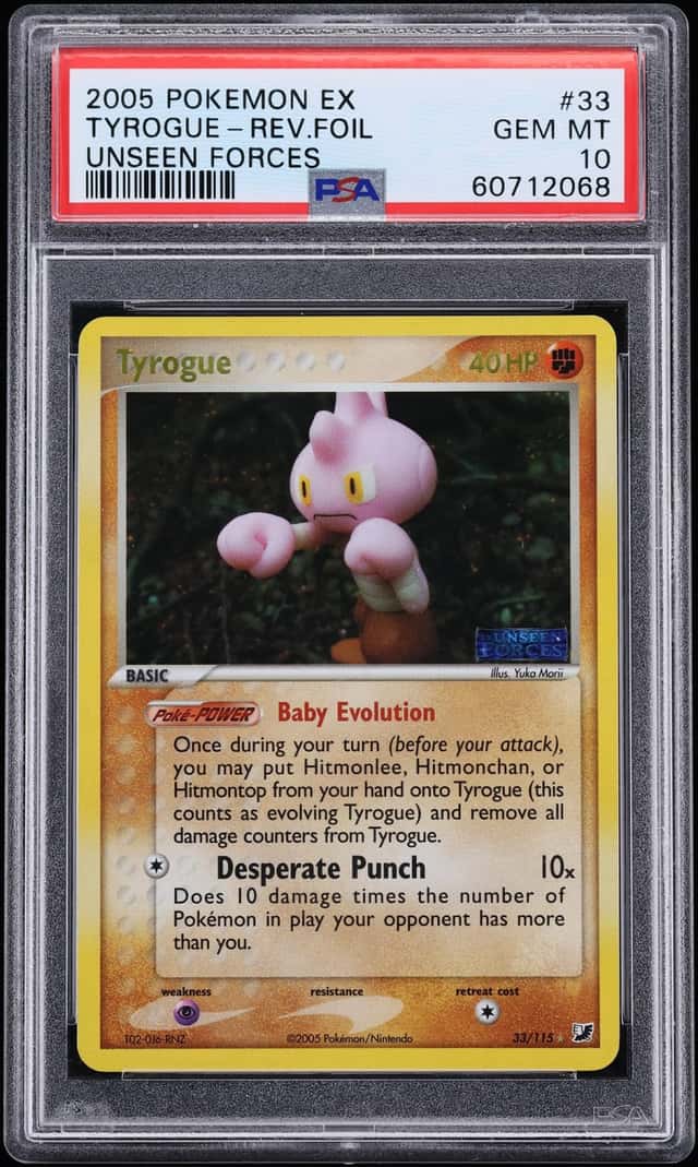 2005 Pokemon EX Unseen Forces Reverse Holo Tyrogue #33 PSA 10 GEM MINT