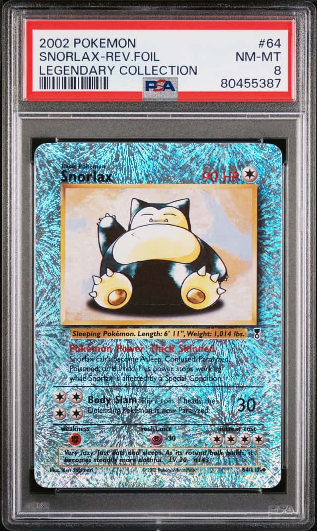 2002 Pokemon Legendary Collection Reverse Holo Snorlax #64 PSA 8 NM-MT